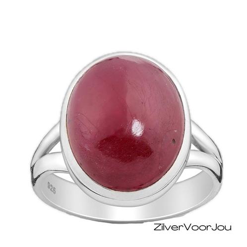 925 Zilveren ring met ovale robijn, Sieraden, Tassen en Uiterlijk, Ringen, Nieuw, Verzenden