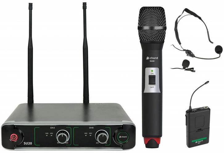 Adastra SU20-C Dual UHF Microfoon Systeem Met Headset, Muziek en Instrumenten, Microfoons, Overige typen, Nieuw, Verzenden