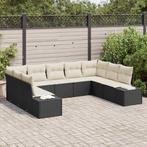 vidaXL Tuin Sofa Set met kussen 9 pcs Zwart Poly riet, Verzenden, Nieuw, Rotan