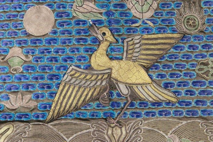 Carre de Mandarin en zijde Brodee - Goud, Zijde, Phoenix, Antiek en Kunst, Antiek | Overige Antiek