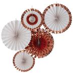 Rose Gouden Papieren Waaiers 38cm 5st, Verzenden, Nieuw
