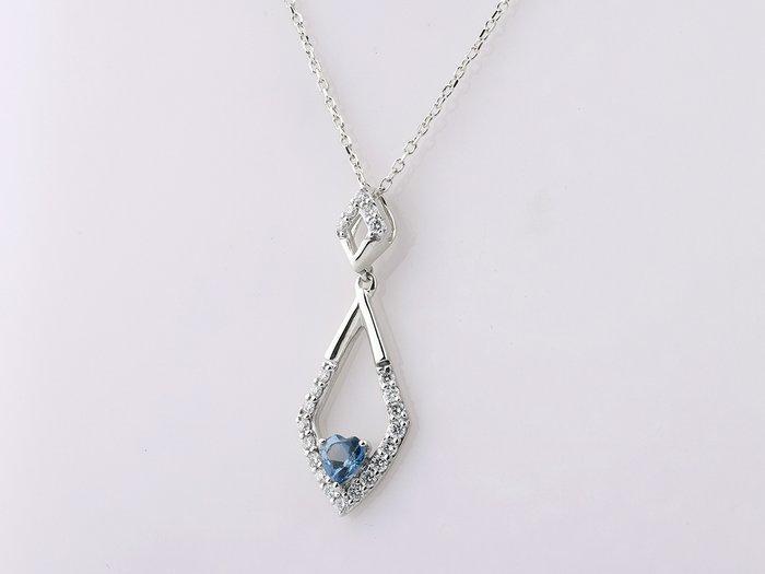 Ketting met hanger - 14 karaat Witgoud - 0.43ct. tw. Topaas, Sieraden, Tassen en Uiterlijk, Antieke sieraden