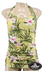 Aloha Beachwear, Vintage Pinup Badpak Yellow Hawaiien Hibisc, Nieuw, Verzenden
