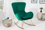 Design schommelstoel SCANDINAVIA SWING smaragdgroen goud, Huis en Inrichting, Fauteuils, Nieuw, Ophalen of Verzenden