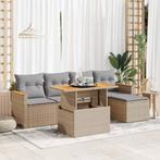 vidaXL 6-delige Loungeset met kussens poly rattan acacia, Verzenden, Nieuw, Rotan, Loungeset