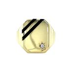 Gouden vintage zegelring met onyx en zirkonia 14 krt, Ophalen of Verzenden, Nieuw