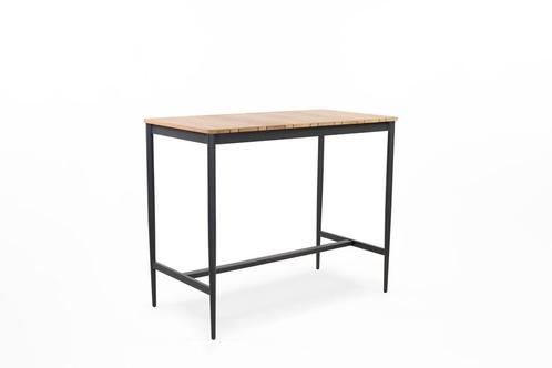 Niehoff Luna bartafel aluminium/teak 135x70 cm - Zwart, Tuin en Terras, Tuintafels, Ophalen of Verzenden