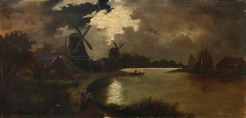 École Anglaise (XX) - Dawn at Zuiderzee, Antiek en Kunst, Kunst | Schilderijen | Klassiek