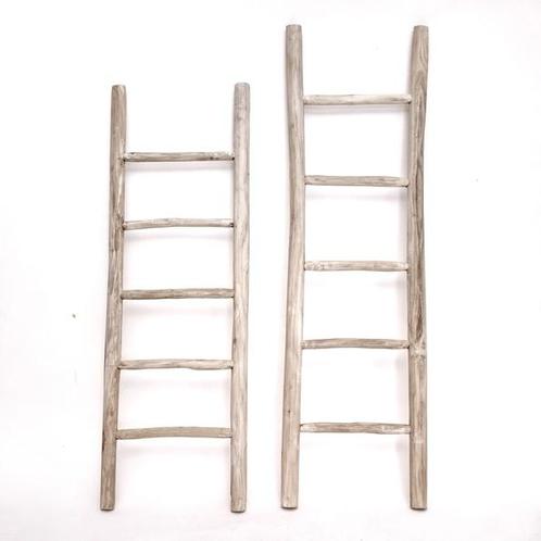 Teakea - Houten decoratie ladder | White oiled | 50x5x175, Huis en Inrichting, Badkamer | Badtextiel en Accessoires, Nieuw, Verzenden