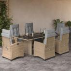 vidaXL 7-delige Tuinset met kussens poly rattan gemengd, Tuin en Terras, Tuinsets en Loungesets, Verzenden, Nieuw, Rotan, Tuinset