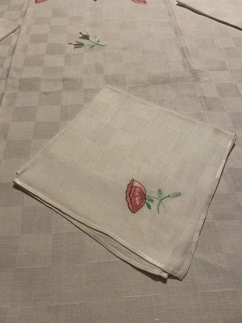 Tafelkleed (8) - 248 cm - 154 cm - tafelkleed en 7 servetten, Antiek en Kunst, Antiek | Kleden en Textiel