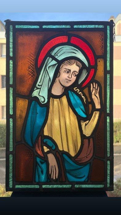 Glas-in-loodraam - 1940-1950 - Oud glas-in-lood – Maagd, Antiek en Kunst, Antiek | Boeken en Bijbels
