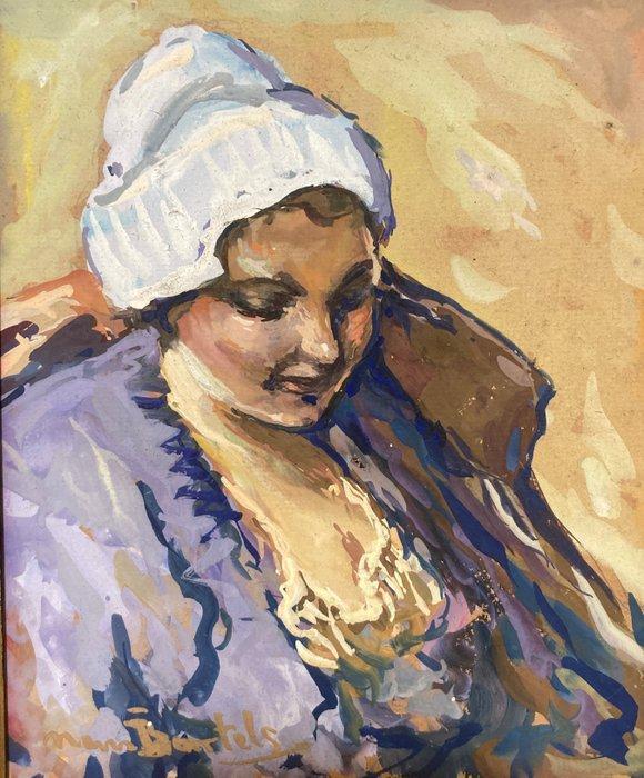 Hans von Bartels (1856-1913) - Katwijk Fisherwoman around, Antiek en Kunst, Kunst | Schilderijen | Klassiek