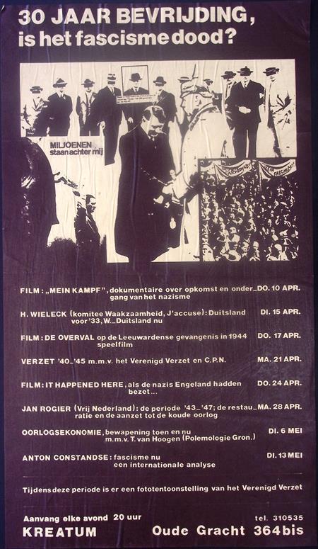 Anti fascistische bijeenkomst in Utrecht op poster (Posters), Verzamelen, Posters, Nieuw, Overige onderwerpen, Met lijst, Verzenden