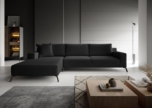 Meubella Hoekbank Florencio zwart teddystof 300 cm, Huis en Inrichting, Banken | Bankstellen, 300 cm of meer, 150 cm of meer, Driepersoons