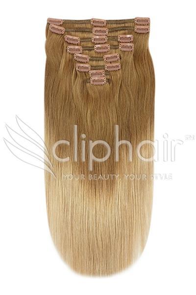 Remy Human Hair extensions  18 - bruin / blond T6/27, Sieraden, Tassen en Uiterlijk, Uiterlijk | Haarverzorging
