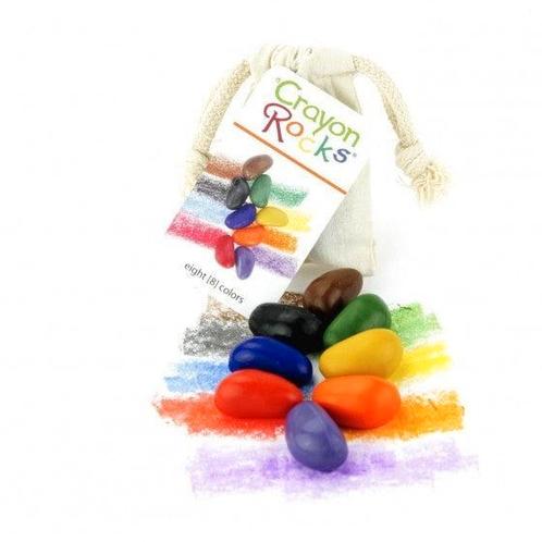 Crayon Rocks - 8 kleuren in ecru katoenen zakje, Hobby en Vrije tijd, Knutselen