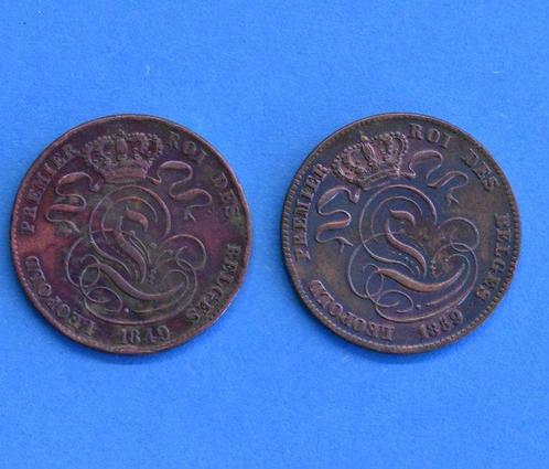 België. Leopold I. 5 Cents 1849 en 1859 ( Beide met punt ), Postzegels en Munten, Munten | Nederland