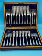 Antique Silver-Plated Fish Cutlery Set in Original Box –, Antiek en Kunst
