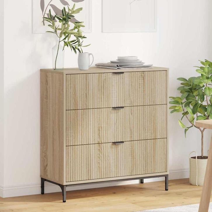 vidaXL Dressoir met lade Sonoma eiken 79.5 x 33 x 82 cm, Huis en Inrichting, Kasten | Dressoirs, Nieuw, Minder dan 50 cm, Overige houtsoorten