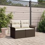 vidaXL Tuinbank 2-zits met kussens poly rattan bruin, Verzenden, Nieuw, Rotan