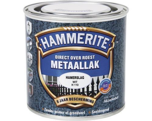 Hammerite Metaallak Wit H110 Hamerslag 250 ml, Doe-het-zelf en Verbouw, Verf, Beits en Lak, Nieuw, Ophalen of Verzenden