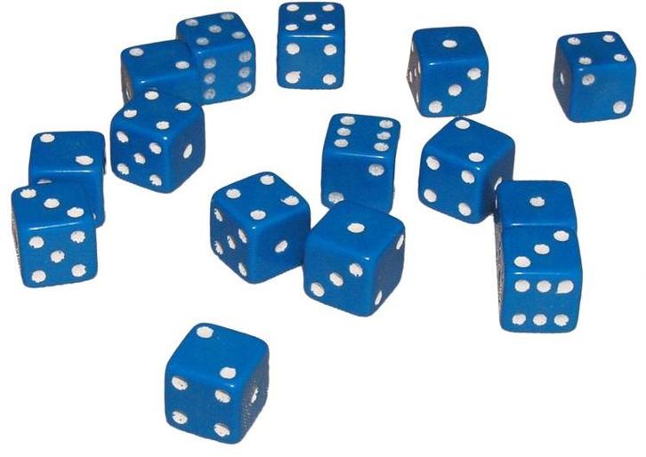 Mini Dobbelstenen 7 mm - Blauw (15 stuks) | Spellenrijk -, Hobby en Vrije tijd, Gezelschapsspellen | Bordspellen, Nieuw, Verzenden