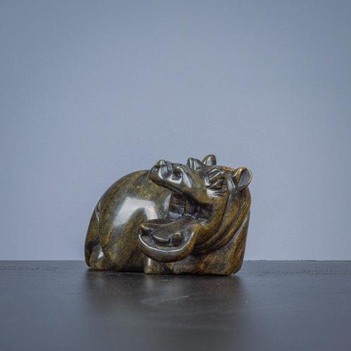 Beeldje - Nijlpaard - Serpentine steen, Antiek en Kunst, Curiosa en Brocante