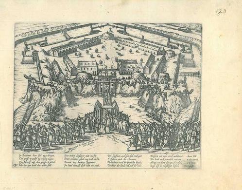 Historische prent van Antwerp, Antiek en Kunst, Kunst | Etsen en Gravures