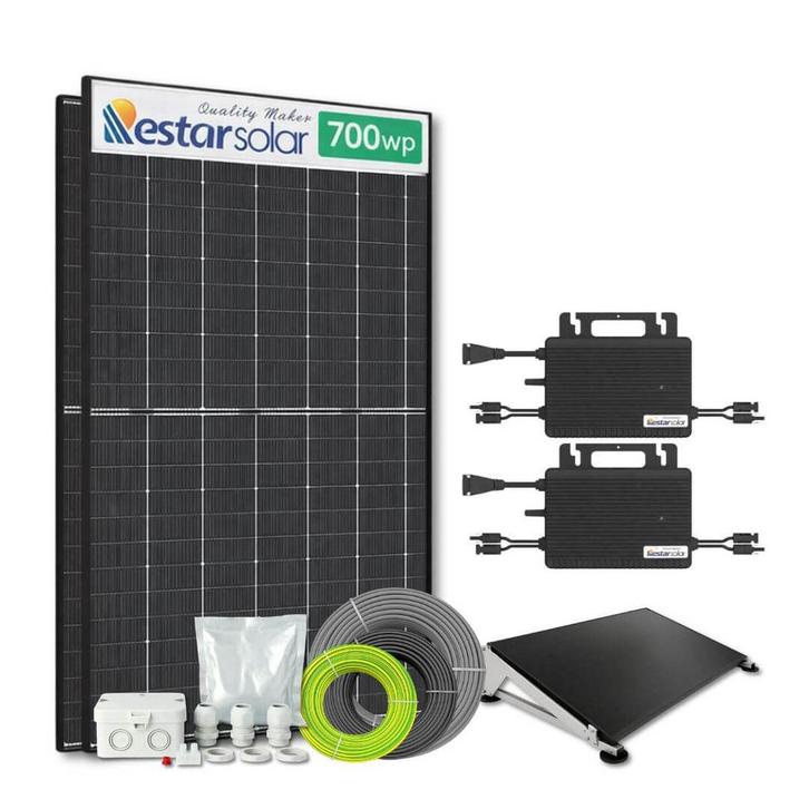 Zonnepanelen pakket voor platdak - 1.4 kW - 2x 700, Doe-het-zelf en Verbouw, Zonnepanelen en Toebehoren, Ophalen of Verzenden
