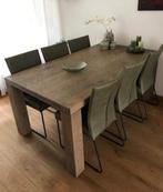 Set van 6 leren eetkamerstoelen - met designpoot - groen lee, Overige kleuren, Nieuw, Leer, Ophalen of Verzenden