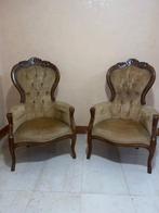Fauteuil (2) - Hout, Textiel - Set loungestoelen, Antiek en Kunst