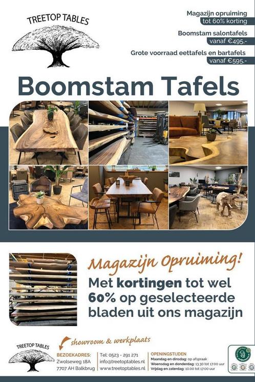 Suar boomstamtafels eiken boomstamtafels magazijnopruiming, Huis en Inrichting, Tafels | Eettafels, 100 tot 150 cm, 200 cm of meer