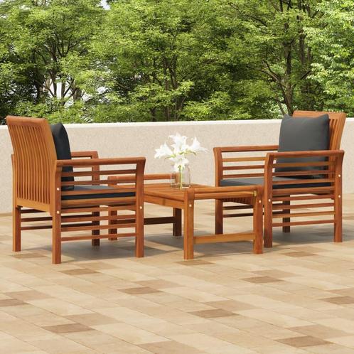 vidaXL 3-delige Loungeset met kussens massief acaciahout, Tuin en Terras, Tuinsets en Loungesets, Loungeset, Nieuw, Hardhout, Verzenden