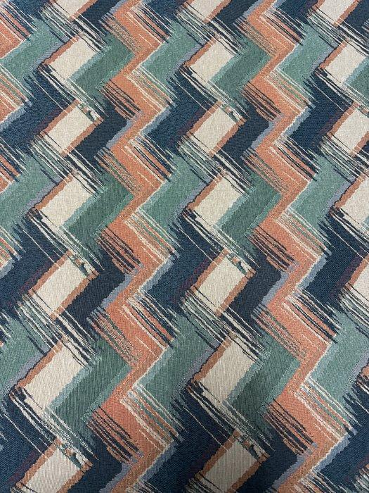 Bekledingstof Gobelin met exclusief zigzagontwerp in blauw., Antiek en Kunst, Antiek | Kleden en Textiel