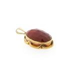 Gouden hanger met carneool (vintage gouden hanger, vintage), Ophalen of Verzenden, Gebruikt, Goud, Overige merken