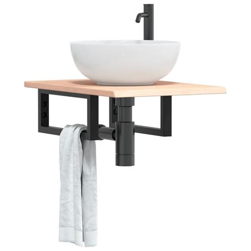 vidaXL Badkamer wandschap staal en massief eikenhout, Huis en Inrichting, Tafels | Kaptafels, Nieuw, Verzenden