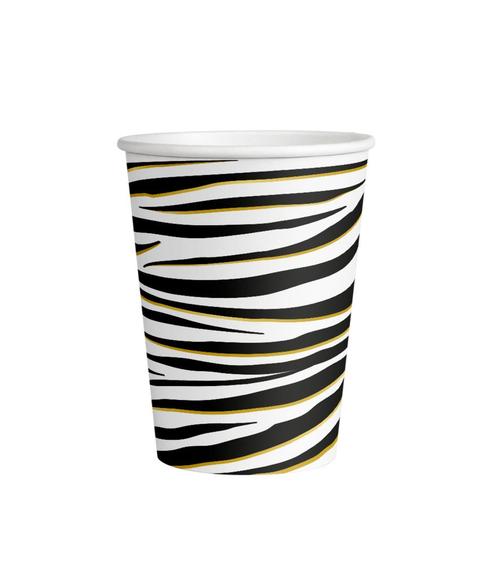 Zebra Bekers 9cm 8st, Hobby en Vrije tijd, Feestartikelen, Nieuw, Verzenden