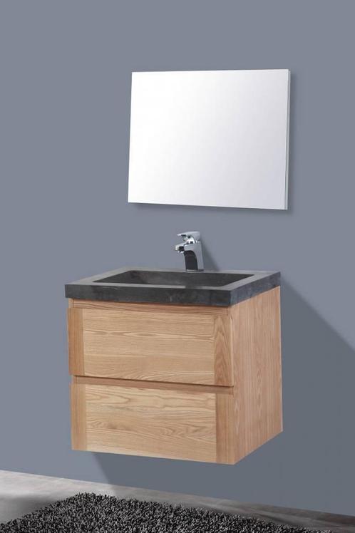 Badmeubel Wood Stone 60, Huis en Inrichting, Badkamer | Badkamermeubels, Nieuw, Verzenden