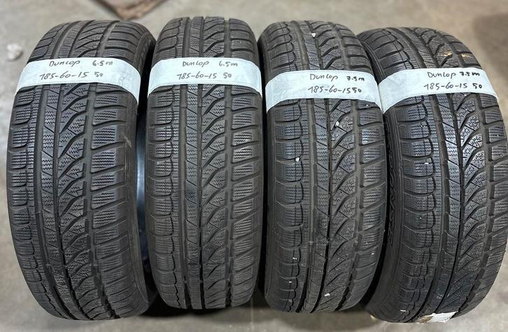 4x185-60-15 Dunlop winter 2x7.5 2x6.5 €45 per band 185 60 15, Auto-onderdelen, Banden en Velgen, 15 inch, Winterbanden, 185 mm