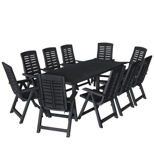 vidaXL 11-delige Tuinset kunststof antraciet, Tuin en Terras, Tuinsets en Loungesets, Tuinset, Nieuw, Meer dan 8 zitplaatsen, Textileen