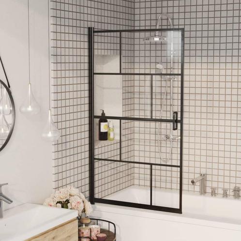 vidaXL Douchewand 80x140 cm ESG zwart, Doe-het-zelf en Verbouw, Sanitair, Nieuw, Verzenden