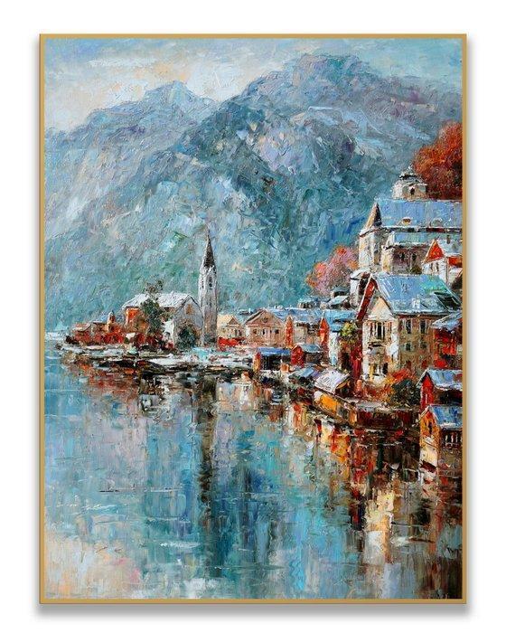 StefanoArt - Spire by the Still Lake, Antiek en Kunst, Kunst | Schilderijen | Modern