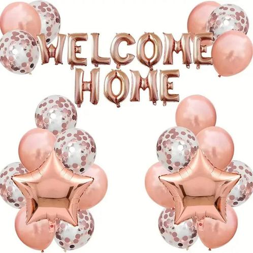 Luxe ballonset Welcome Home rosé goud, Hobby en Vrije tijd, Feestartikelen, Overige, Nieuw, Versiering, Verzenden