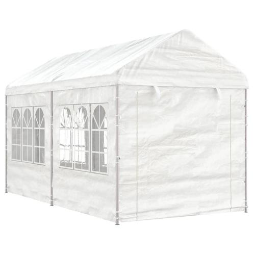 vidaXL Prieel met dak 4,46x2,28x2,69 m polyetheen wit, Tuin en Terras, Partytenten, Nieuw, Verzenden