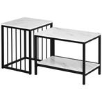 TRUUSK Bijzettafelset van 2 - Moderne sofa tafels met marmer, Huis en Inrichting, Kasten | Dressoirs, Verzenden, Nieuw