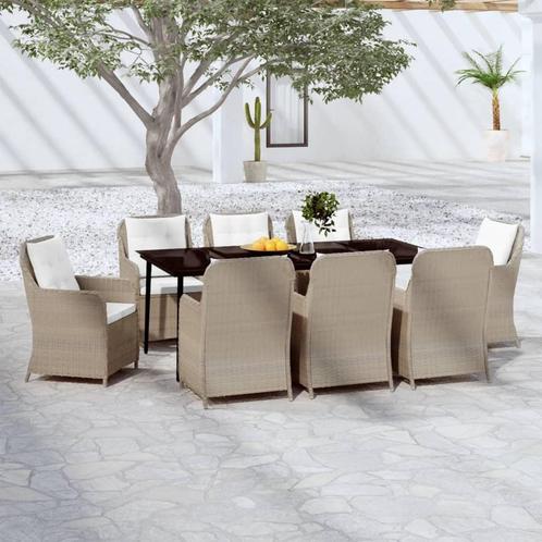 vidaXL 9-delige Tuinset bruin, Tuin en Terras, Tuinsets en Loungesets, Tuinset, Nieuw, 8 zitplaatsen, Rotan, Verzenden
