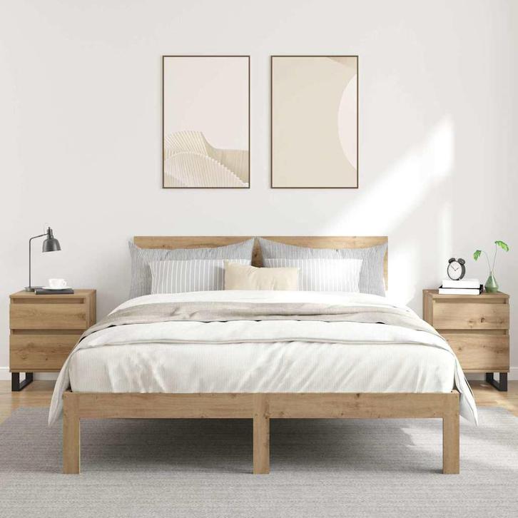 vidaXL Nachtkastjes 2 st 40x35x50cm bewerkt hout artisanaal, Huis en Inrichting, Slaapkamer | Nachtkastjes, Nieuw, Minder dan 45 cm