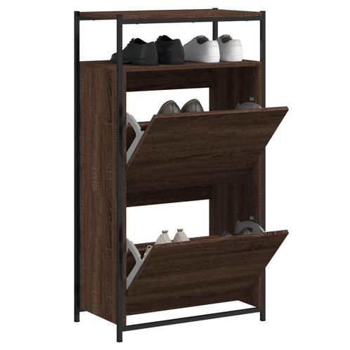 vidaXL Schoenenkast 60x34x112 cm bewerkt hout bruin, Huis en Inrichting, Kasten | Schoenenrekken, Nieuw, Verzenden