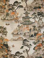 Exclusief oosters Weefsel met pagode - 300x280cm - Pagode